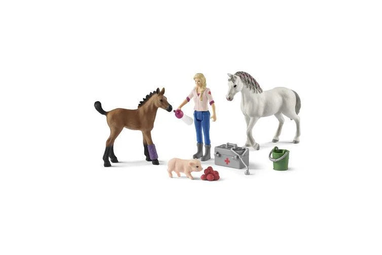 SCHLEICH-FARM WORLD VET VISITING MARE AND FOAL