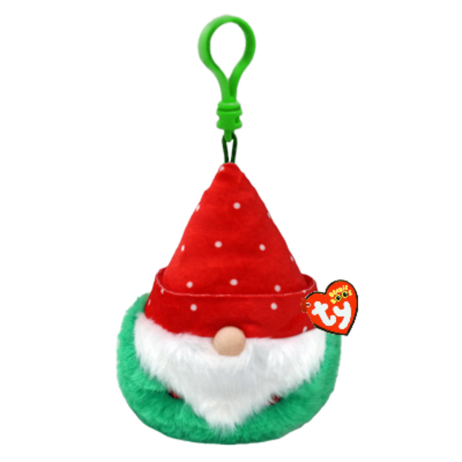 TY BEANIE BOO - CHRISTMAS - 'TOPSY' - RED HAT GNOME CLIP