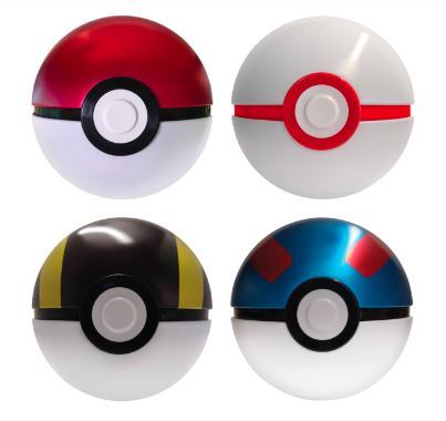 POKEMON TCG - POKEBALL TIN ASSORTMENT WITH TRADING CARDS AND STICKERS 3PC