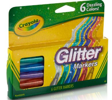 CRAYOLA GLITTER MARKERS 6 PACK