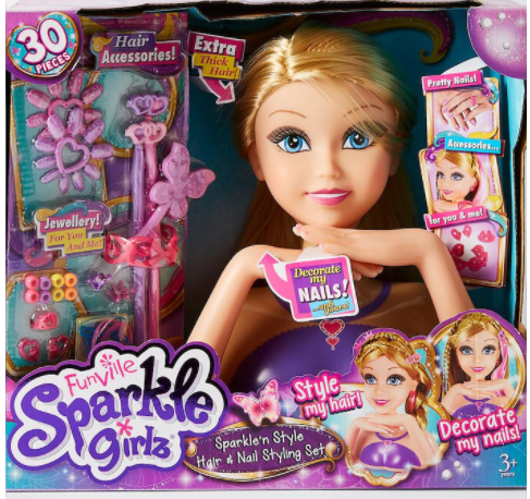  Sparkle Girlz Nail Design & Hair Styling Head Doll by