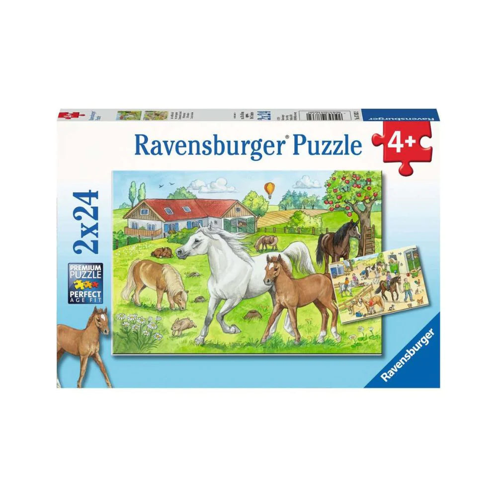 RAVENSBURGER 078332 - AT THE STABLES PUZZLE 2 X 24 PC PUZZLE
