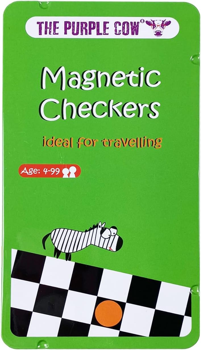 THE PURPLE COW TRAVEL TIN GAME - MAGNETIC GAMES TIN CHECKERS