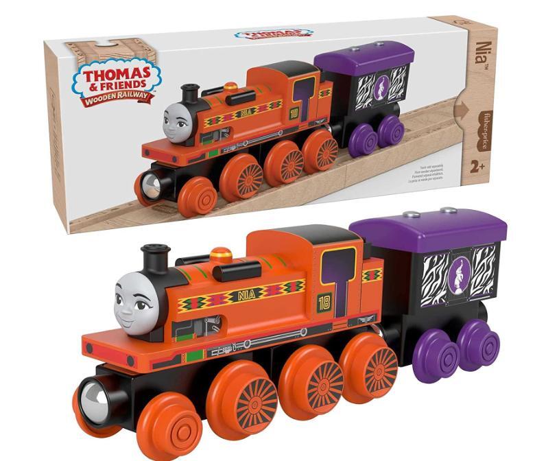 THOMAS AND FRIENDS WOODEN RAILWAY - NIA ENGINE AND COAL CAR