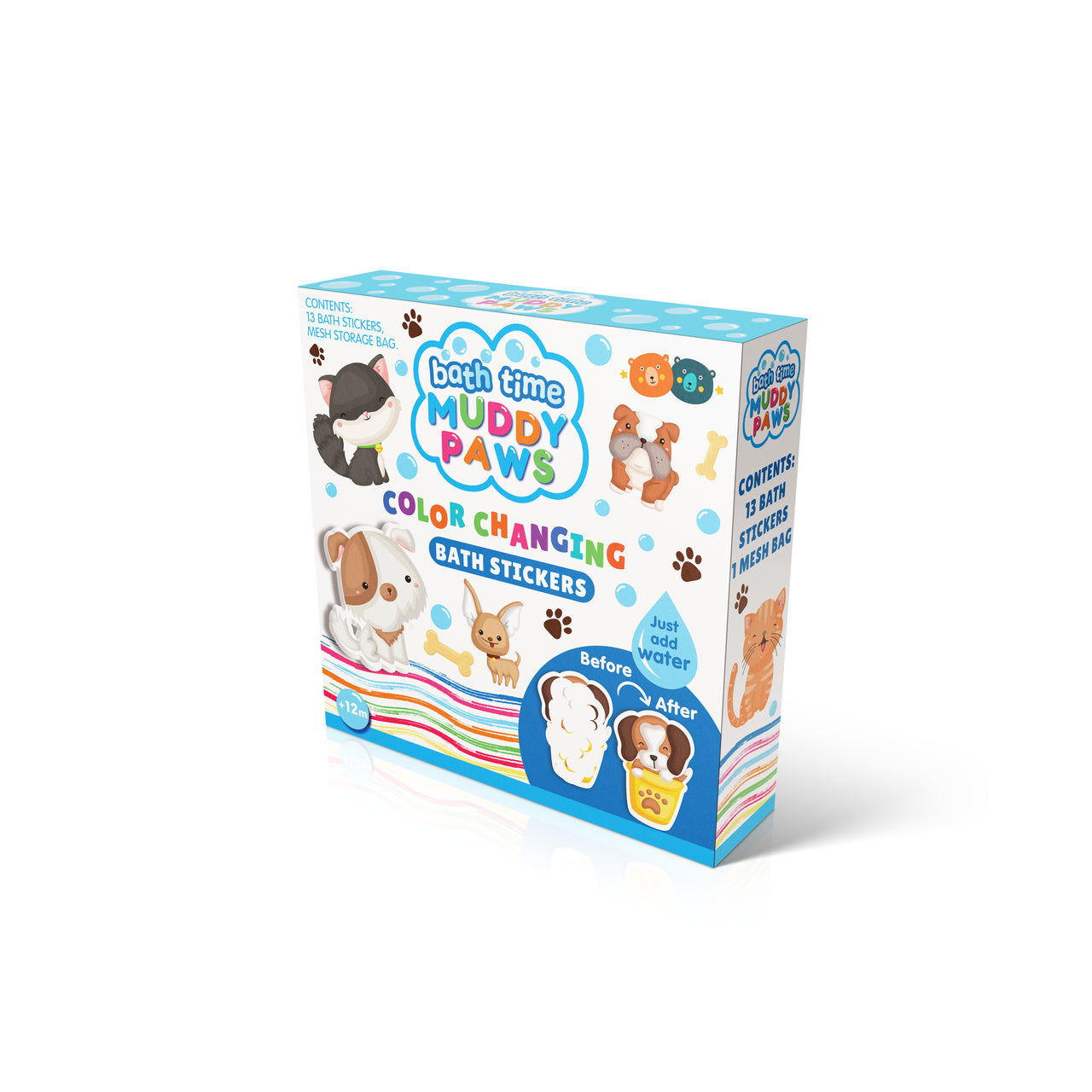 BUDDY & BARNEY BATH TIME COLOUR CHANGING STICKERS - MUDDY PAWS