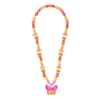 PINK POPPY RAINBOW BUTTERFLY NECKLACE