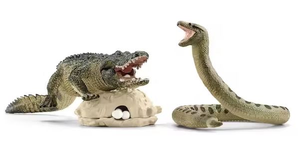 SCHLEICH - WILD LIFE - DANGER IN THE SWAMP - CROCODILE AND SNAKE