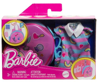 BARBIE FASHION ACCESSORIES - SCHOOL DRESS AND BAG WITH 5 SURPRISES
