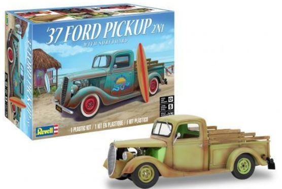 REVELL 1:25 1937 FORD PICKUP STREET ROD WITH SURFBOARD