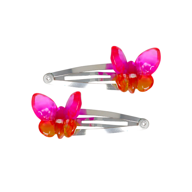 PINK POPPY RAINBOW BUTTERFLY CHARM HAIRCLIP
