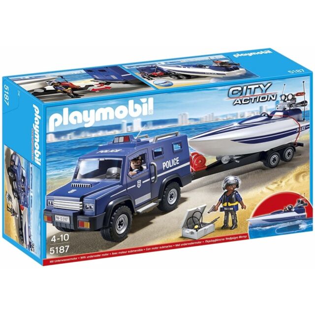 PLAYMOBIL - POLICE TRUCK WITH SPEEDBOAT