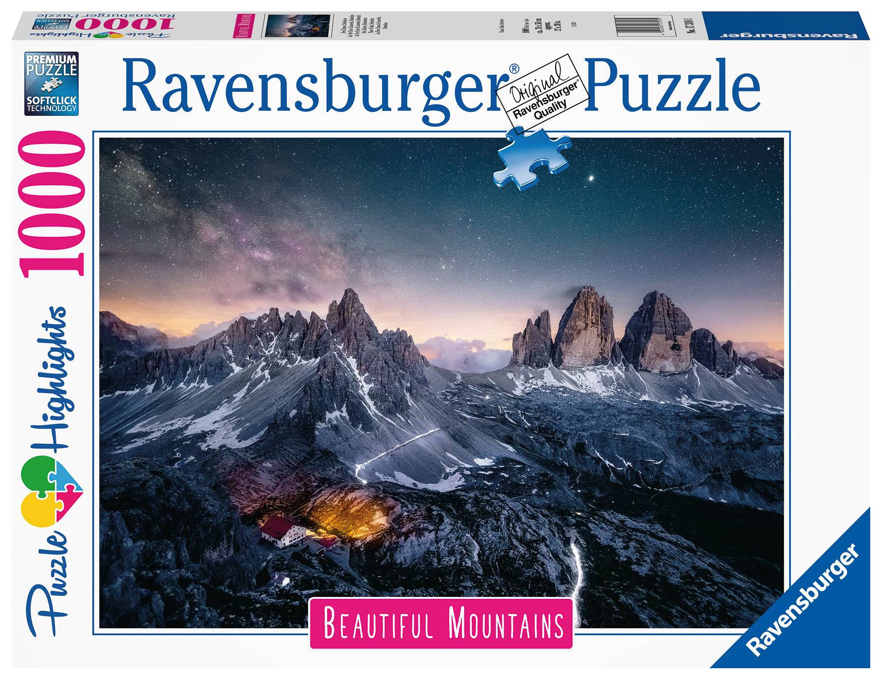RAVENSBURGER - BEAUTIFUL MOUNTAINS - THREE PEAKS DOLOMITES 1000PC PUZZLE