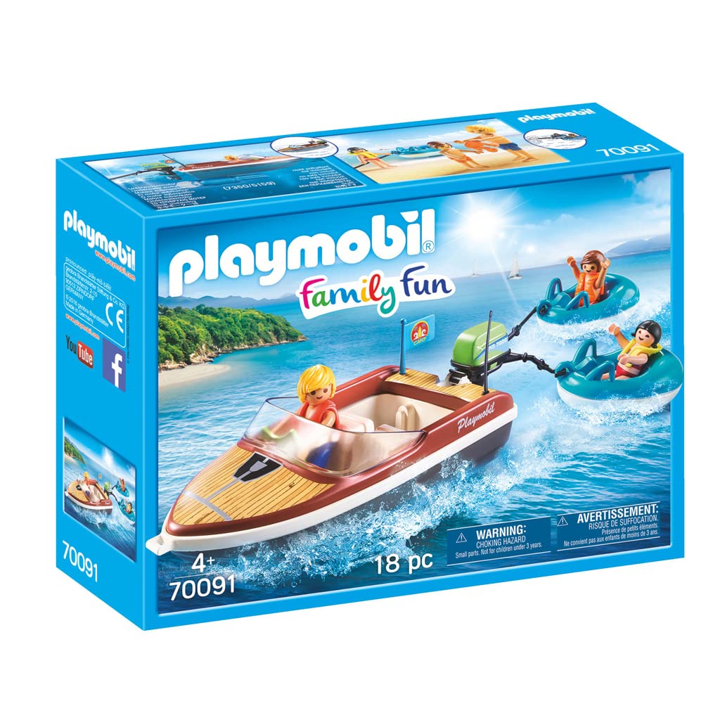PLAYMOBIL SPEEDBOAT WITH TUBE RIDERS