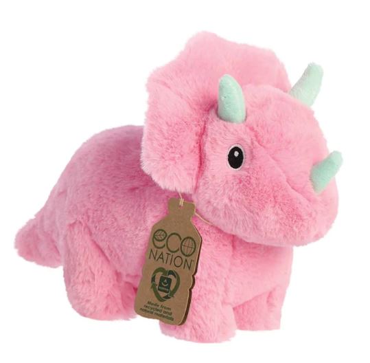 ECO NATION TRIX THE PINK AND GREEN TRICERATOPS SOFT TOY