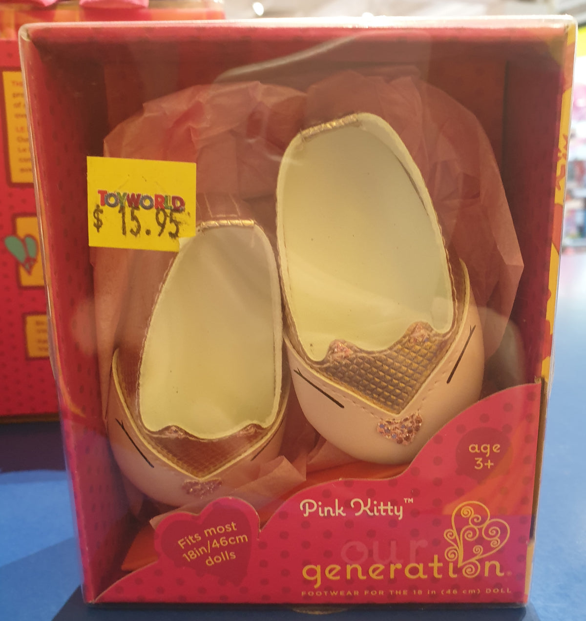 OUR GENERATION 18INCH DOLL SHOES PINK KITTY | OUR GENERATION | Toyworld Frankston