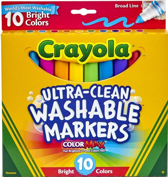 10 ULTRA-CLEAN BRIGHT BROADLINE MARKERS | CRAYOLA | Toyworld Frankston