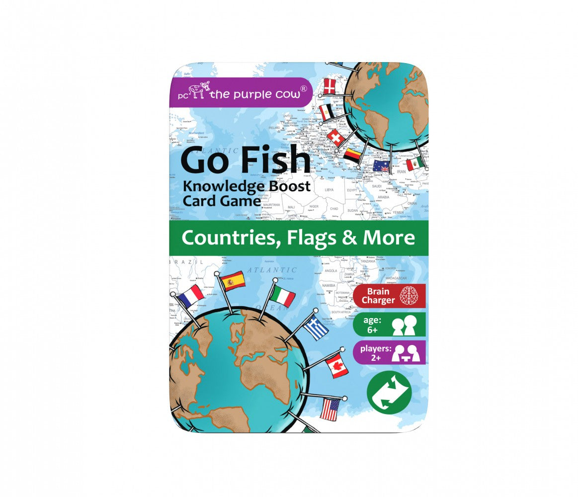 THE PURPLE COW TRAVEL TIN GAME - GO FISH COUNTRIES AND FLAGS