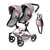 TWIN DOLL PRAM GREY AND PINK