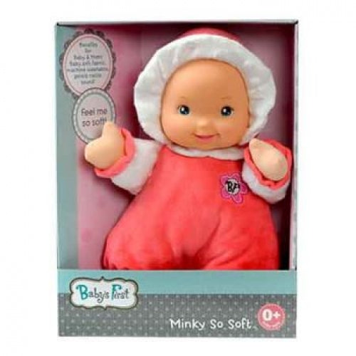 BABY'S FIRST MINKY DOLL - CORAL