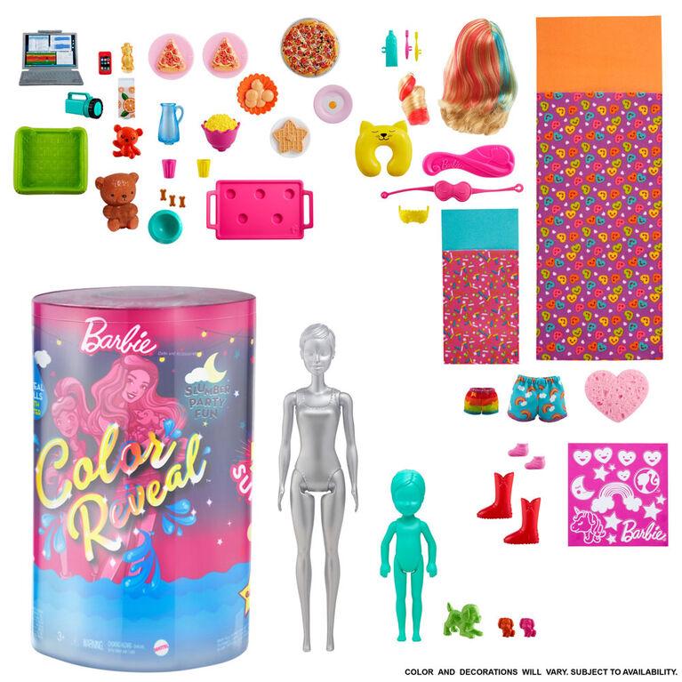 BARBIE COLOR REVEAL SLUMBER PARTY FUN DOLLS AND ACCESSORIES