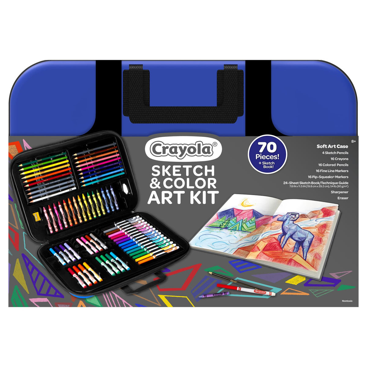Crayola Sketch & Colour Art Kit with 70 Pieces, Sketch Book and Soft Carry Case