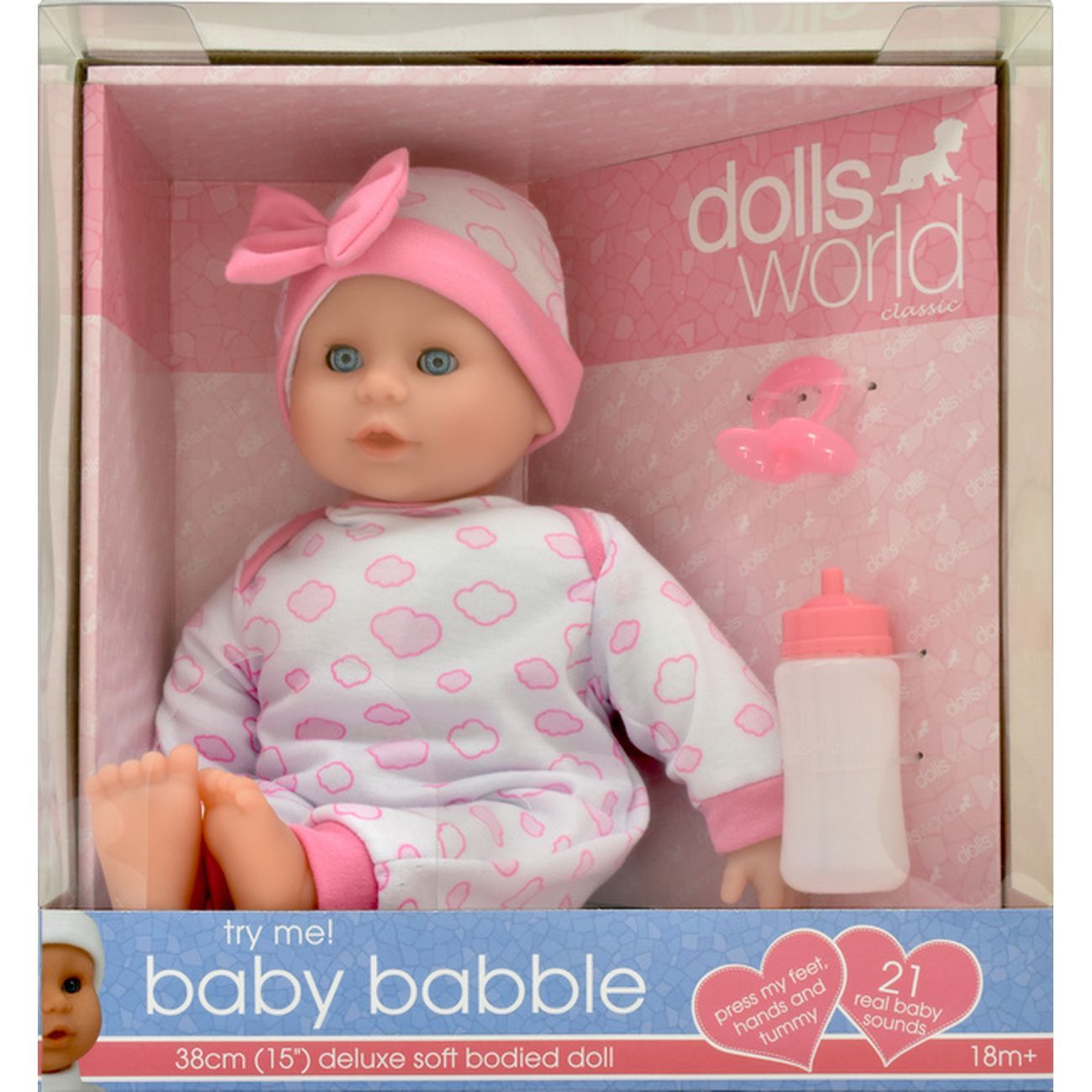 DOLLSWORLD BABY BABBLE 38CM WITH 21 SOUNDS