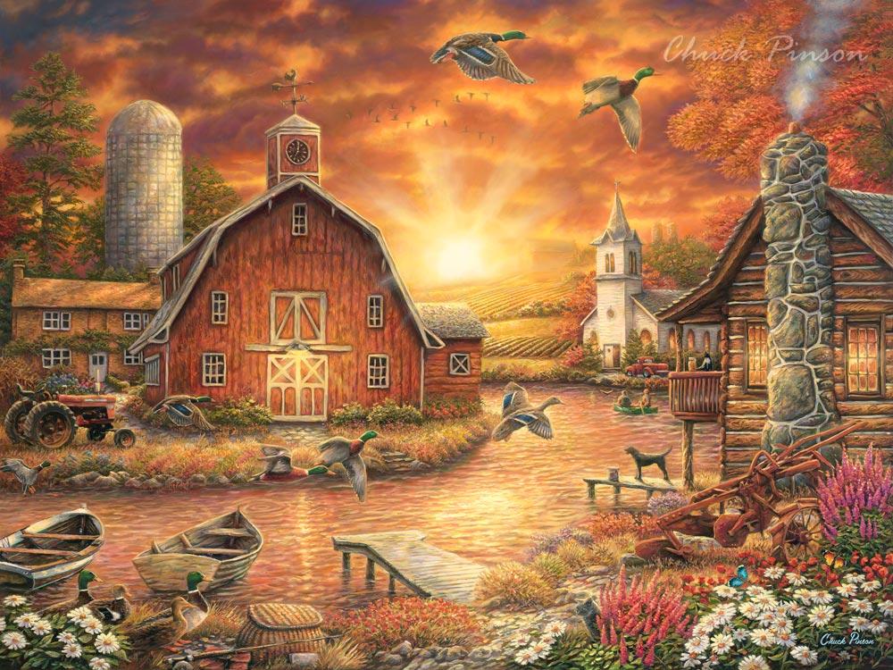 CROWN ANDREWS THE CHUCK PINSON COLLECTION HONEY DRIP FARM 1000PC PUZZLE