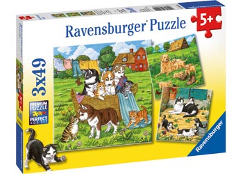 RAVENSBURGER CATS AND DOGS 3X49PC PUZZLE - Toyworld Frankston