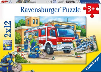 RAVENSBURGER POLICE AND FIREFIGHTERS 2X12PC PUZZLE - Toyworld Frankston