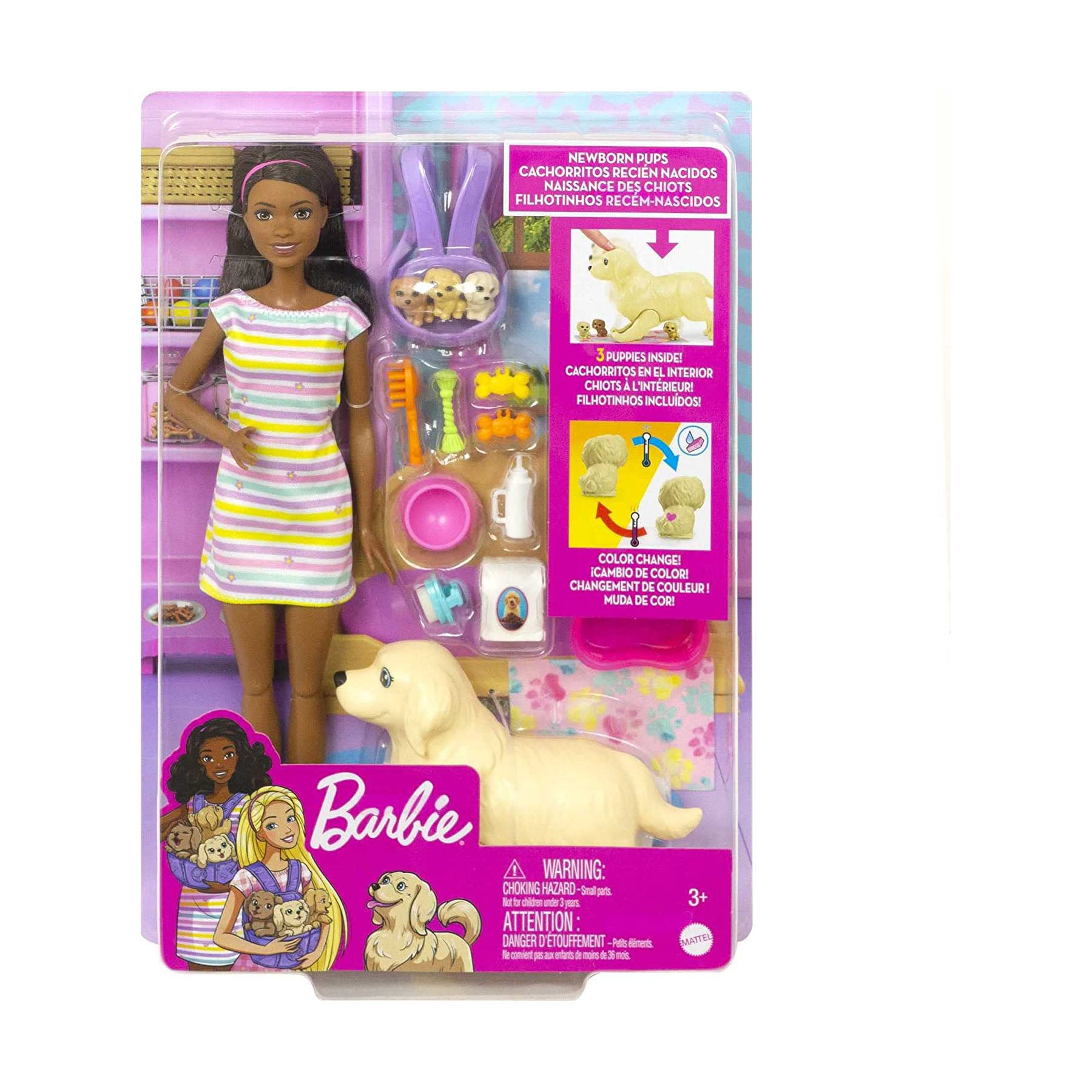 BARBIE DOLL AND PETS - BROWN HAIR