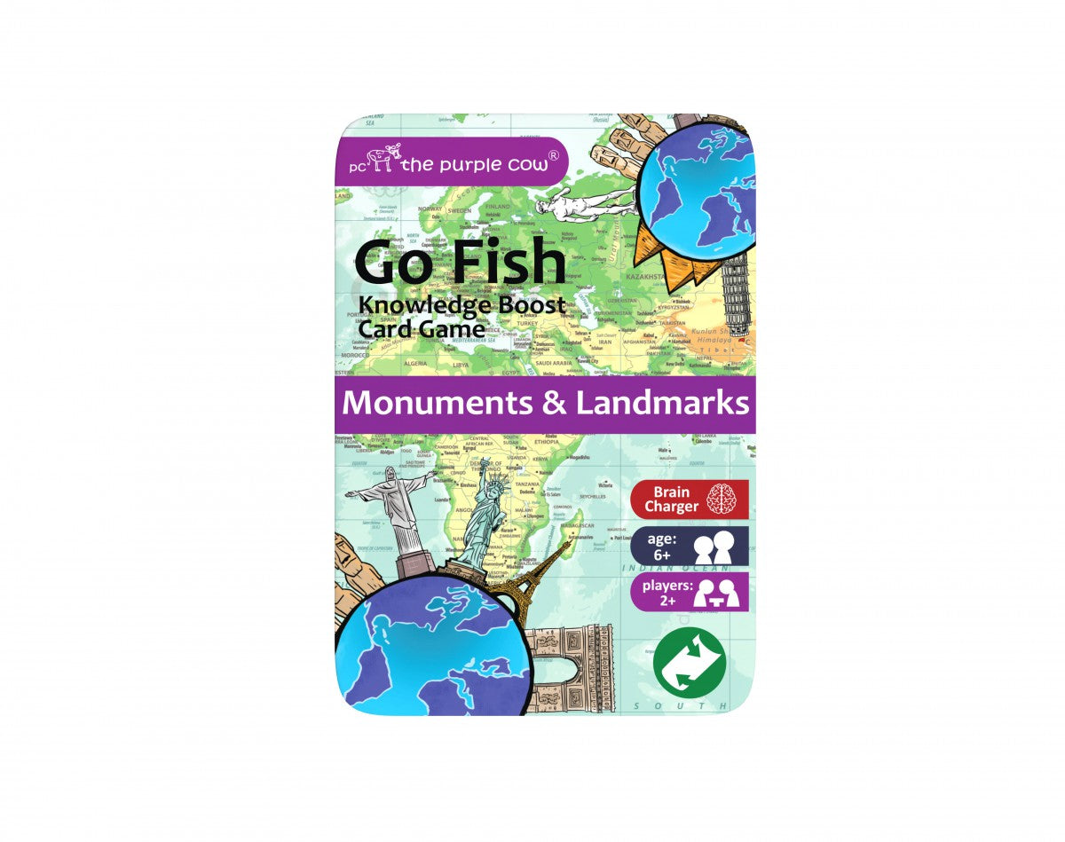 THE PURPLE COW TRAVEL TIN GAME - GO FISH MONUMENTS AND LANDMARKS