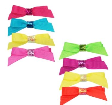 SET OF 4 NEON BOW HAIR CLIPS