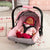 DOLLS CAR CAPSULE SEAT LIGHT GREY & PINK WITH BUTTERFLY