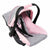 DOLLS CAR CAPSULE SEAT LIGHT GREY & PINK WITH BUTTERFLY