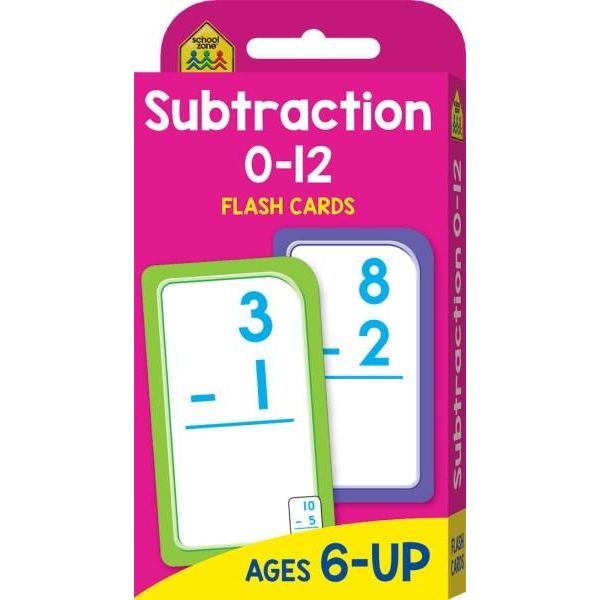 SCHOOL ZONE SUBTRACTION 0-12 FLASH CARDS