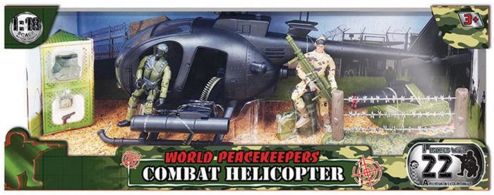 WORLD PEACEKEEPERS COMBAT HELICOPTER WITH 2 FIGURES